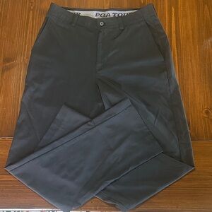 PGA TOUR Men's Black Flat-Front Performance Chinos